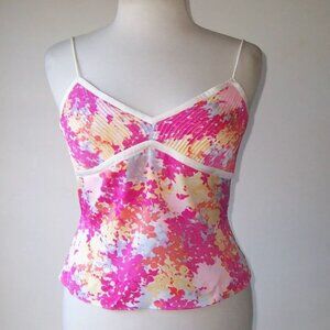 DIANE VON FURSTENBERG Multi Color Silk Pleated Cami Tank Top S